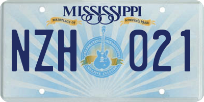 MS license plate NZH021