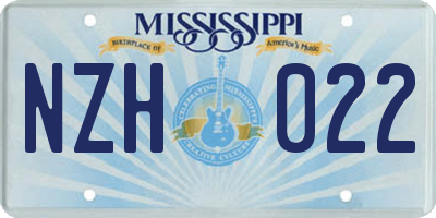 MS license plate NZH022