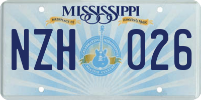 MS license plate NZH026