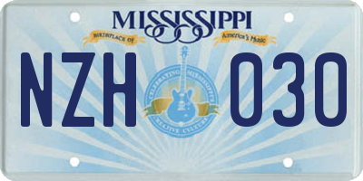 MS license plate NZH030