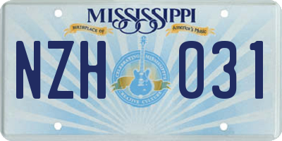 MS license plate NZH031