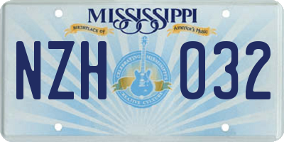 MS license plate NZH032