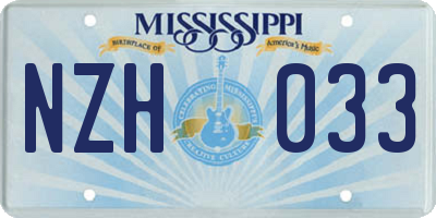 MS license plate NZH033