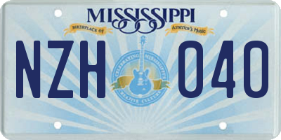 MS license plate NZH040