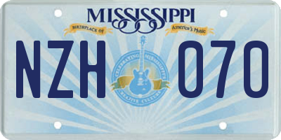 MS license plate NZH070