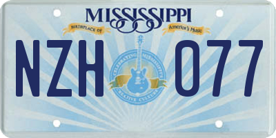 MS license plate NZH077