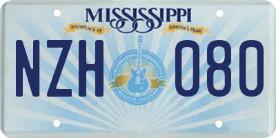 MS license plate NZH080