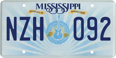 MS license plate NZH092