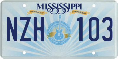 MS license plate NZH103