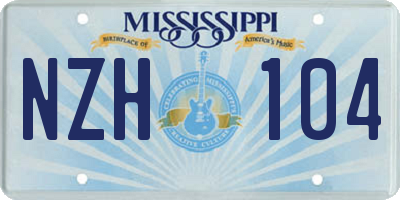 MS license plate NZH104