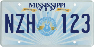 MS license plate NZH123