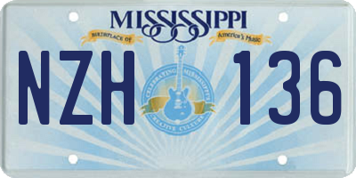 MS license plate NZH136