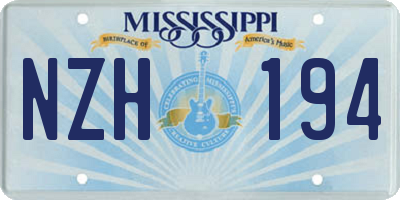 MS license plate NZH194