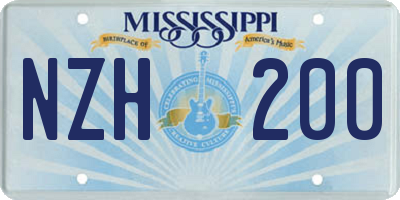 MS license plate NZH200