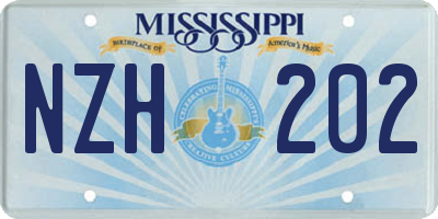 MS license plate NZH202