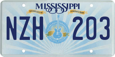 MS license plate NZH203