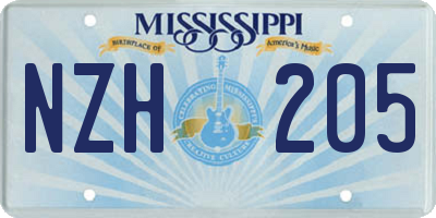 MS license plate NZH205