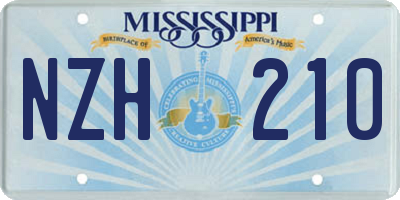 MS license plate NZH210