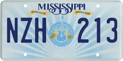 MS license plate NZH213