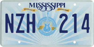 MS license plate NZH214