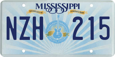 MS license plate NZH215