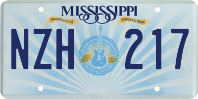MS license plate NZH217