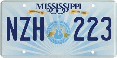 MS license plate NZH223