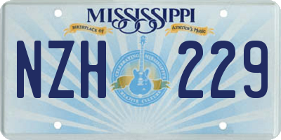 MS license plate NZH229