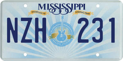 MS license plate NZH231