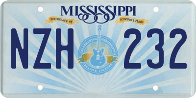 MS license plate NZH232