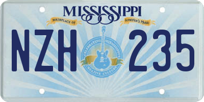 MS license plate NZH235