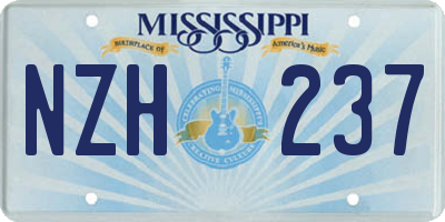 MS license plate NZH237