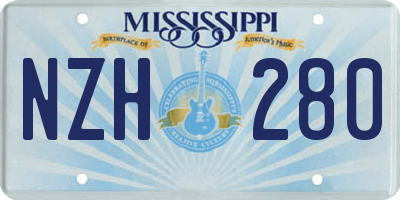 MS license plate NZH280