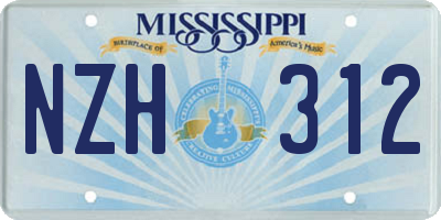 MS license plate NZH312