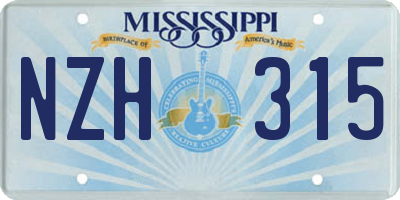 MS license plate NZH315