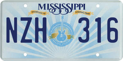MS license plate NZH316