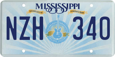MS license plate NZH340