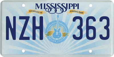 MS license plate NZH363