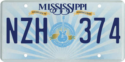 MS license plate NZH374