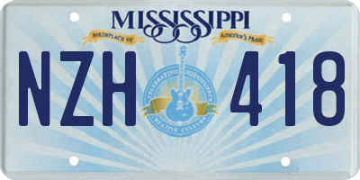 MS license plate NZH418
