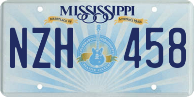 MS license plate NZH458