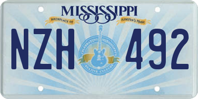 MS license plate NZH492