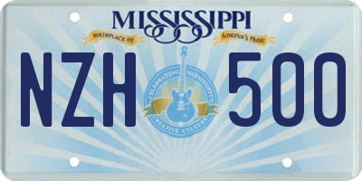 MS license plate NZH500