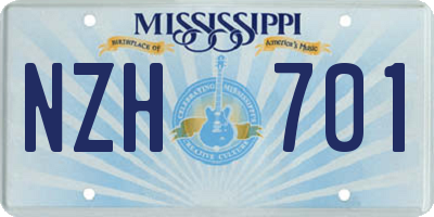 MS license plate NZH701