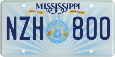 MS license plate NZH800