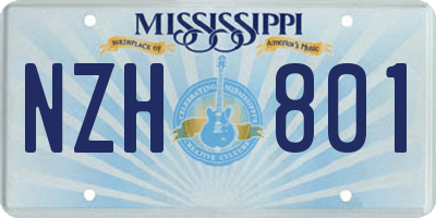 MS license plate NZH801