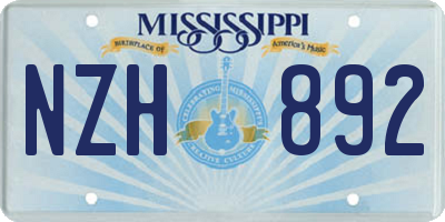 MS license plate NZH892