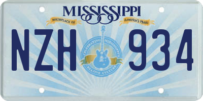 MS license plate NZH934