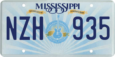 MS license plate NZH935