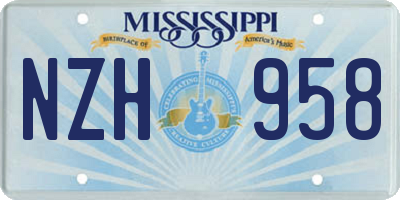 MS license plate NZH958